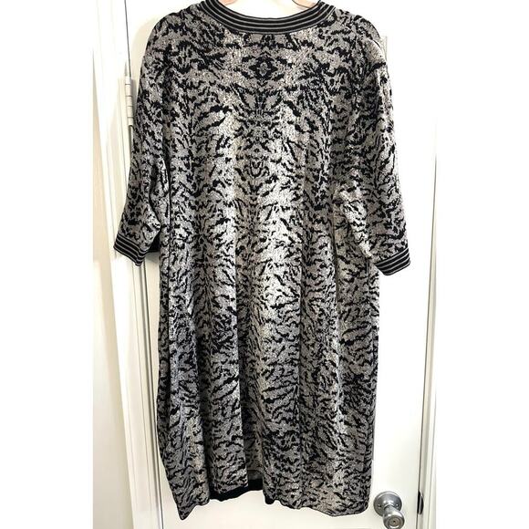 MING WANG Animal Zebra Print Knit Dress Contrast Tie Curve Plus Gray Black 2X - Picture 4 of 5